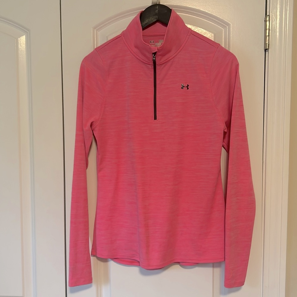 Under Armour UA semi-fitted heat gear pink active 1/4 zip top M